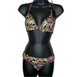Victoria’s Secret Paisley Colorful Halter 2 Piece Bikini Size XS